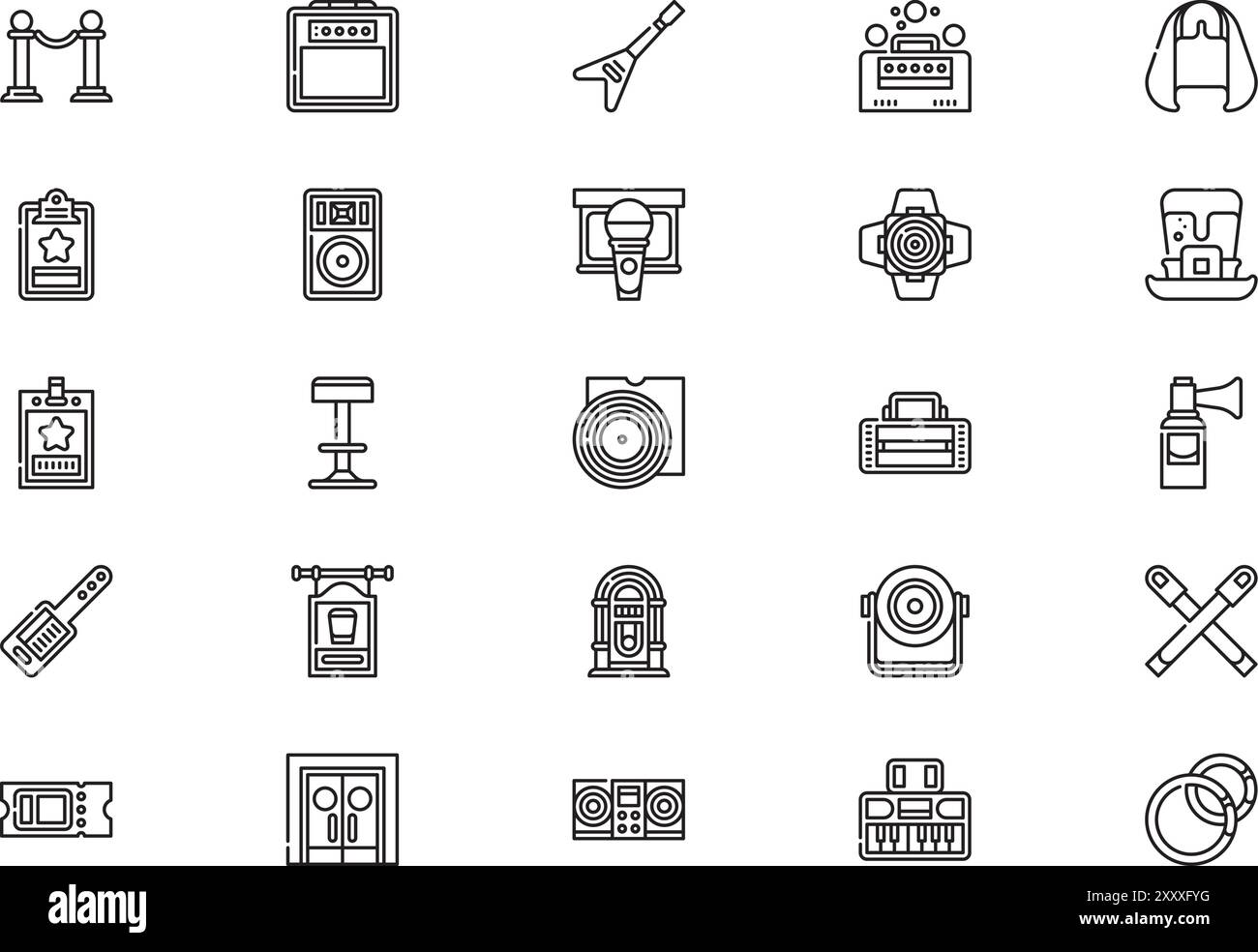 Die Kollektion „Night Party Icons“ ist eine Vektorillustration mit bearbeitbarem Strich. Stock Vektor