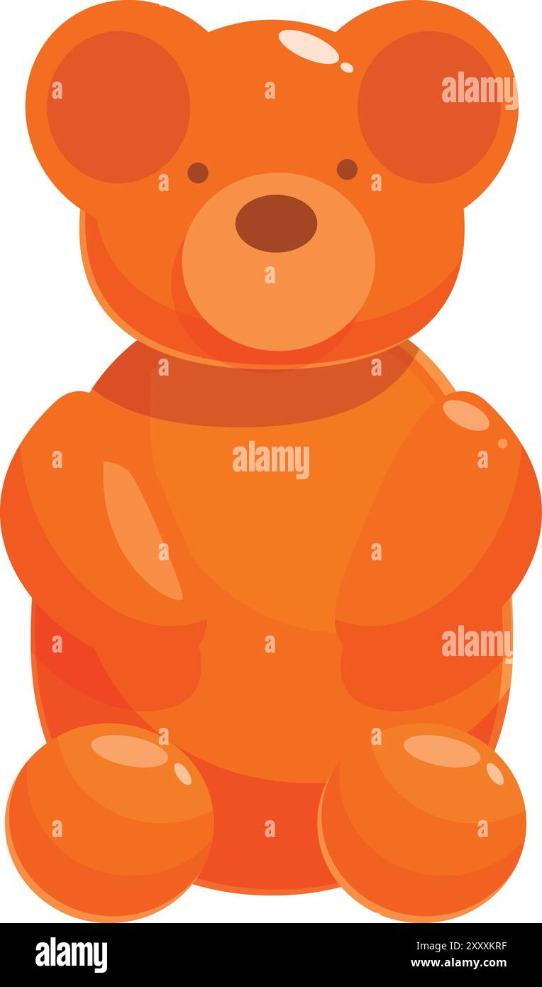 Orangefarbener Gummibär, der auf weißem Hintergrund sitzt Stock Vektor