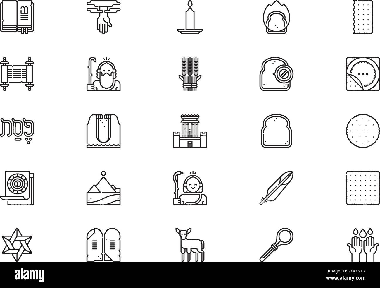 Die Sammlung Passover Icons ist eine Vektorillustration mit bearbeitbarer Kontur. Stock Vektor