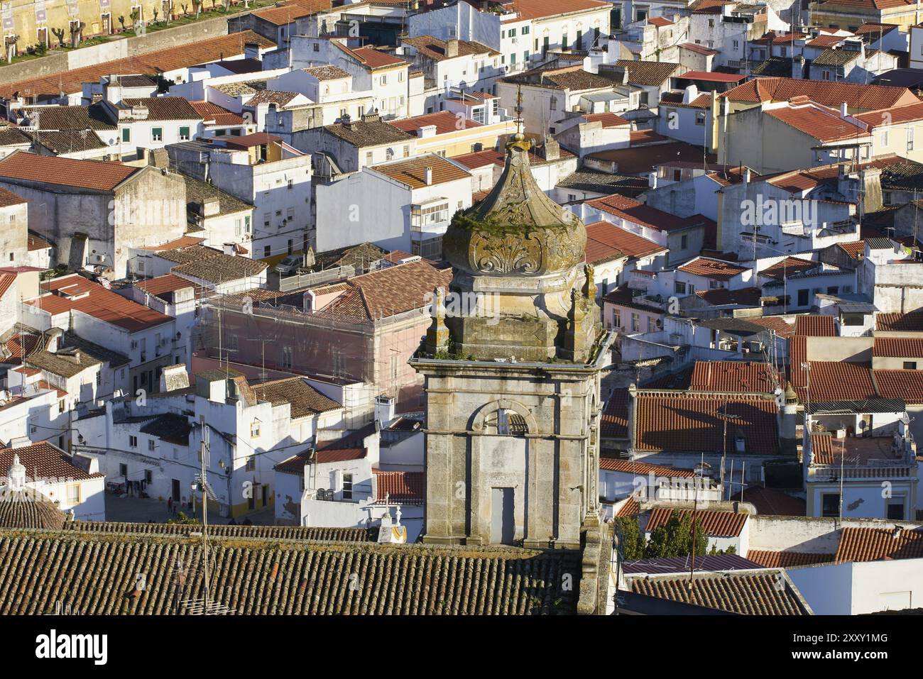 Historische Gebäude der Stadt Elvas innerhalb der Festungsmauer in Alentejo, Portugal, Europa Stockfoto