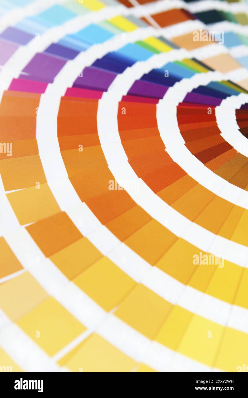 Pantone-Probe-Farben-Katalog. Hautnah. Makro Stockfoto