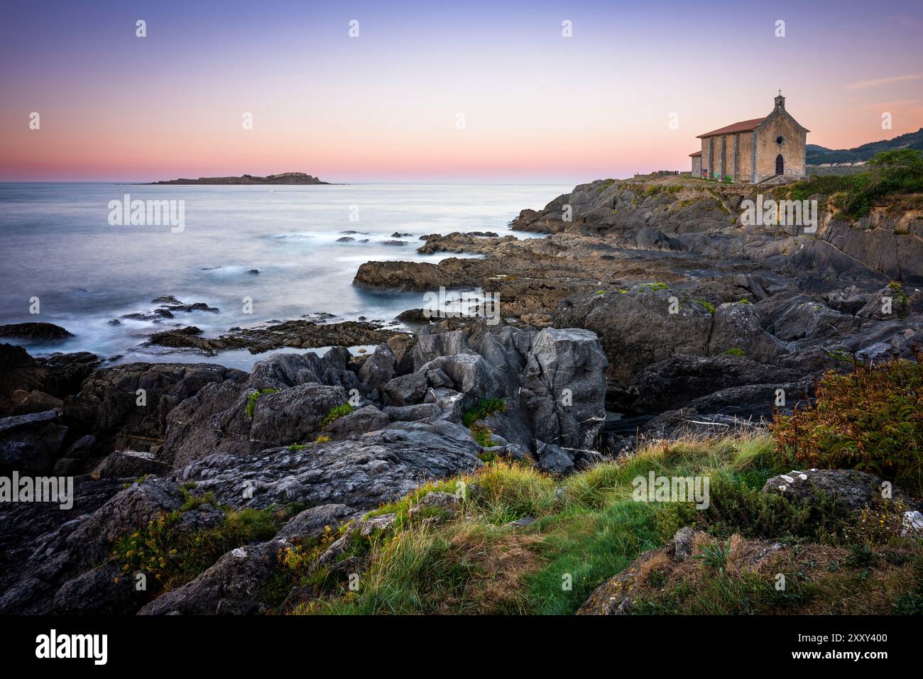 Sonnenuntergang in Mundaka, Spanien Stockfoto