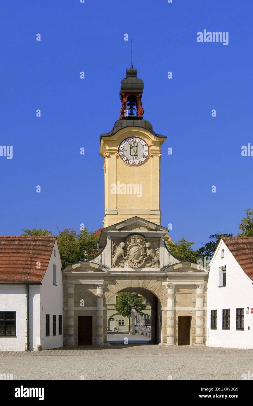 Europa, Deutschland, Bayern, Donau, Ingolstadt, neues Schloss, Blick auf den barocken Glockenturm, Bayerisches Armeemuseum, Ingolstadt, Bayern, Deutschland, Europa Stockfoto