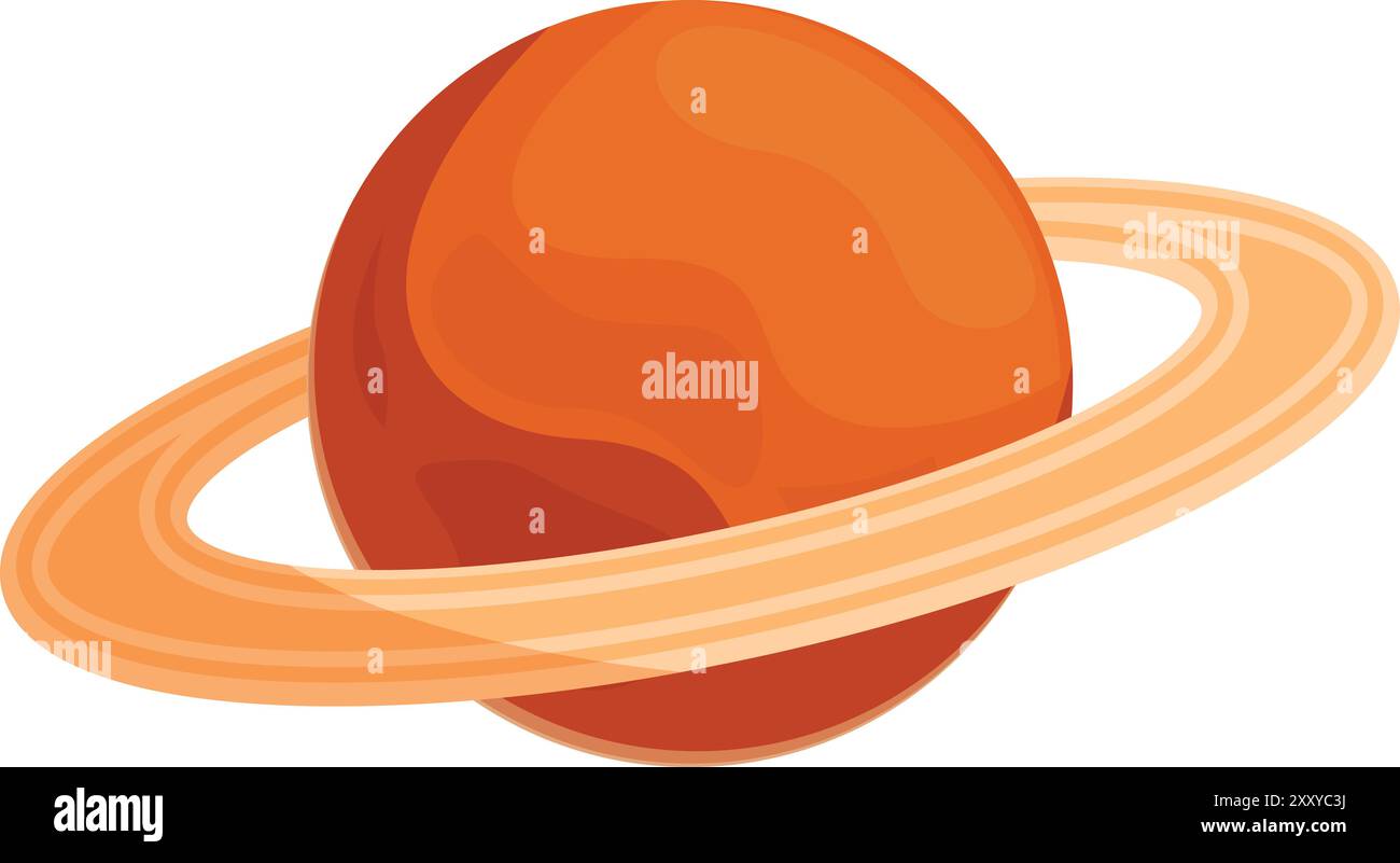 Cartoon saturn Planet rotiert um die Sonne auf weißem Hintergrund Stock Vektor