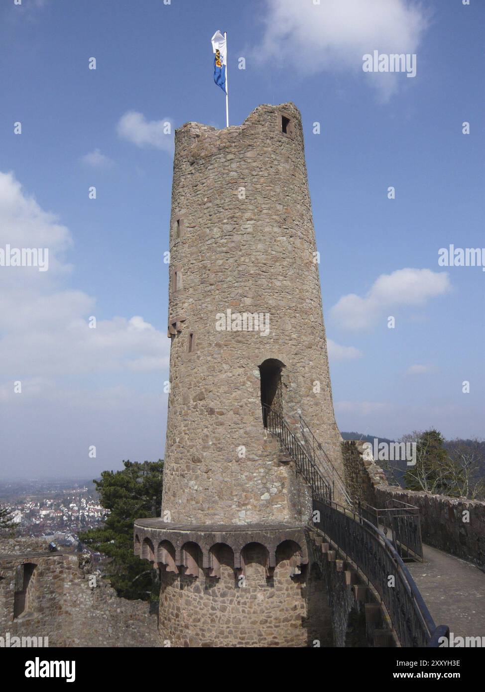 Turm von Schloss Windeck, Weinheim (Bergstraße), Deutschland, Europa Stockfoto