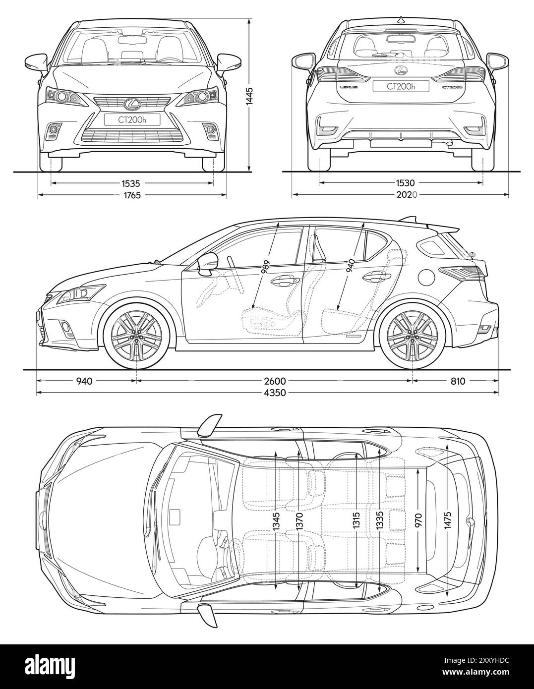 Lexus CT 2016 Auto-Blueprint Stock Vektor