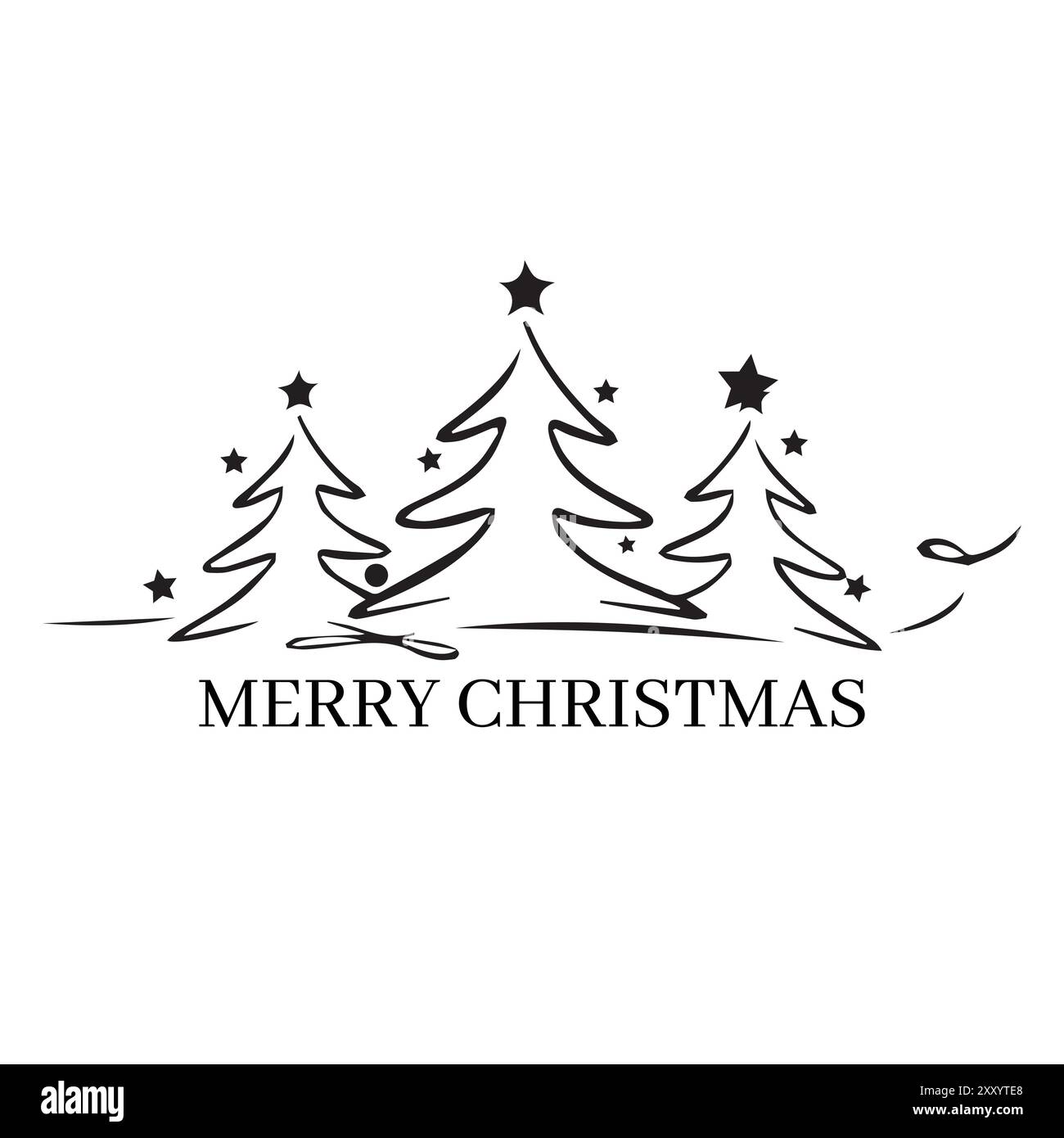 Frohe Weihnachten Vektor-Illustration, Weihnachten T-Shirt Design, frohe Weihnachten Linie Zeichnungen Stock Vektor