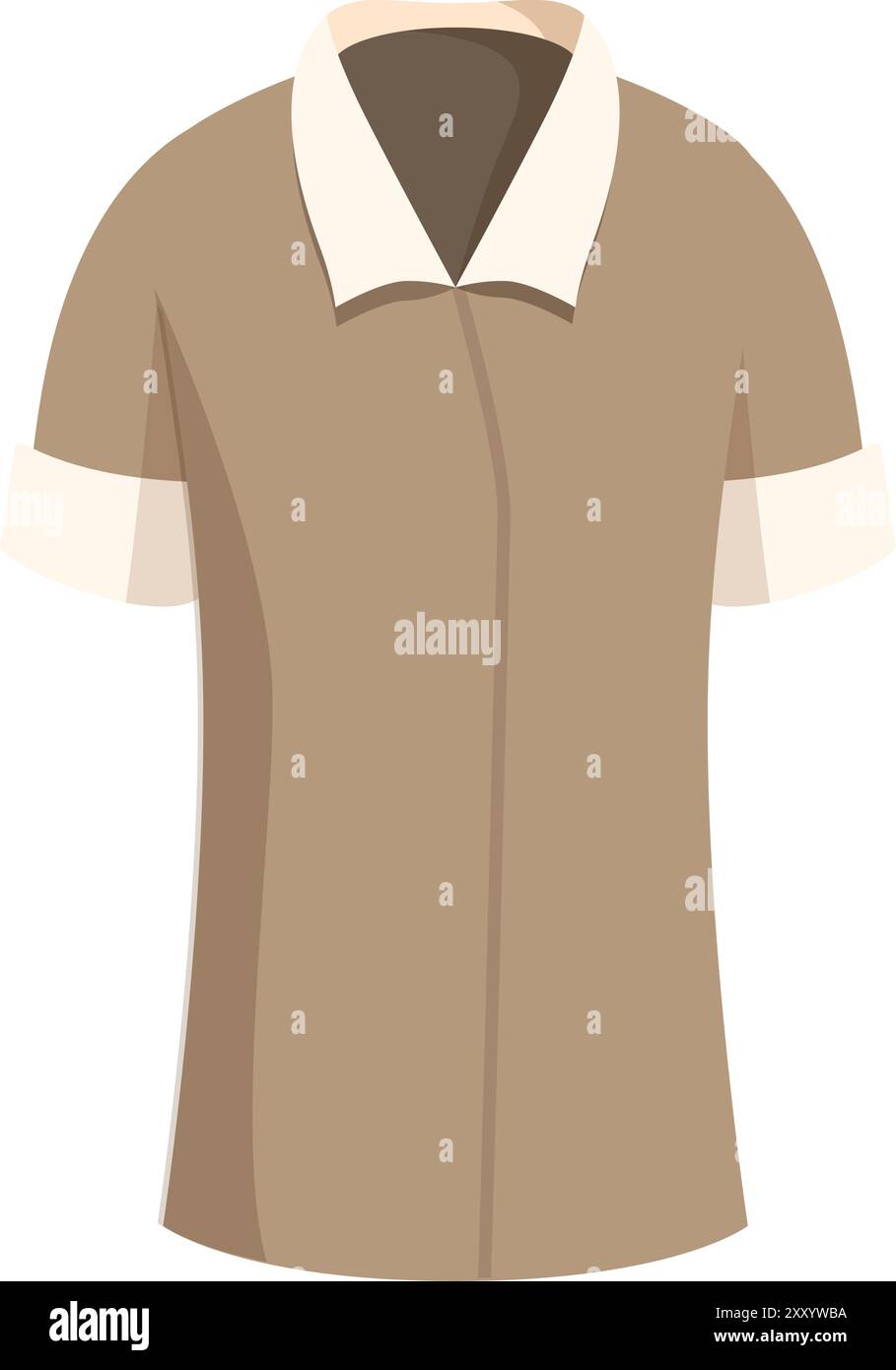 Braune Uniform mit kurzen Ärmeln und Kragen, die häufig von Hausangestellten getragen wird Stock Vektor