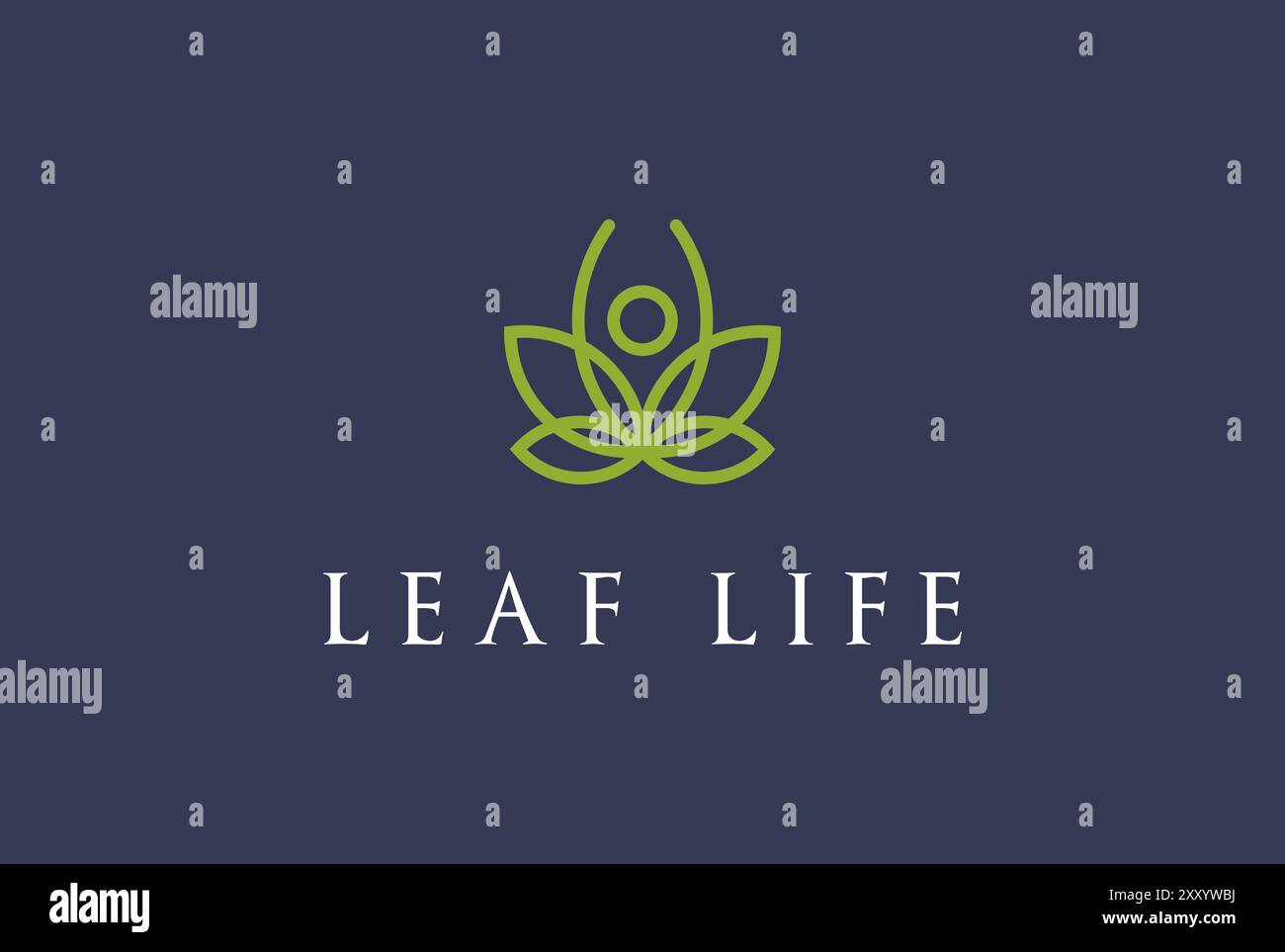 Einfaches minimalistisches menschliches Yoga mit Lotus oder Cannabis Marihuana Blatt Logo Design Vektor Stock Vektor