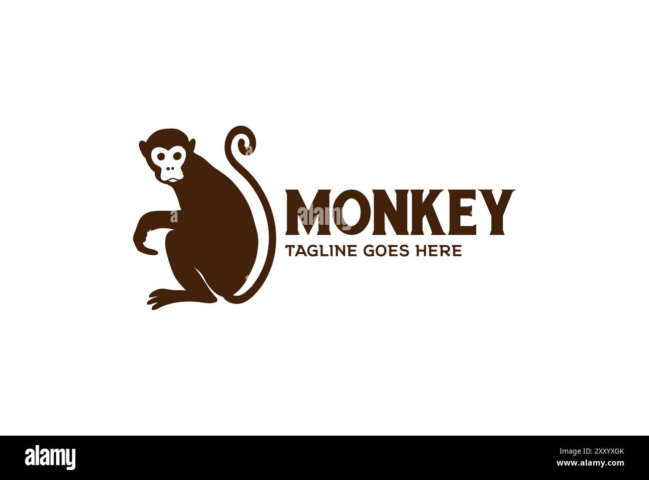 Einfacher Minimalistischer Lustiger Monkey Logo Design Vektor Stock Vektor