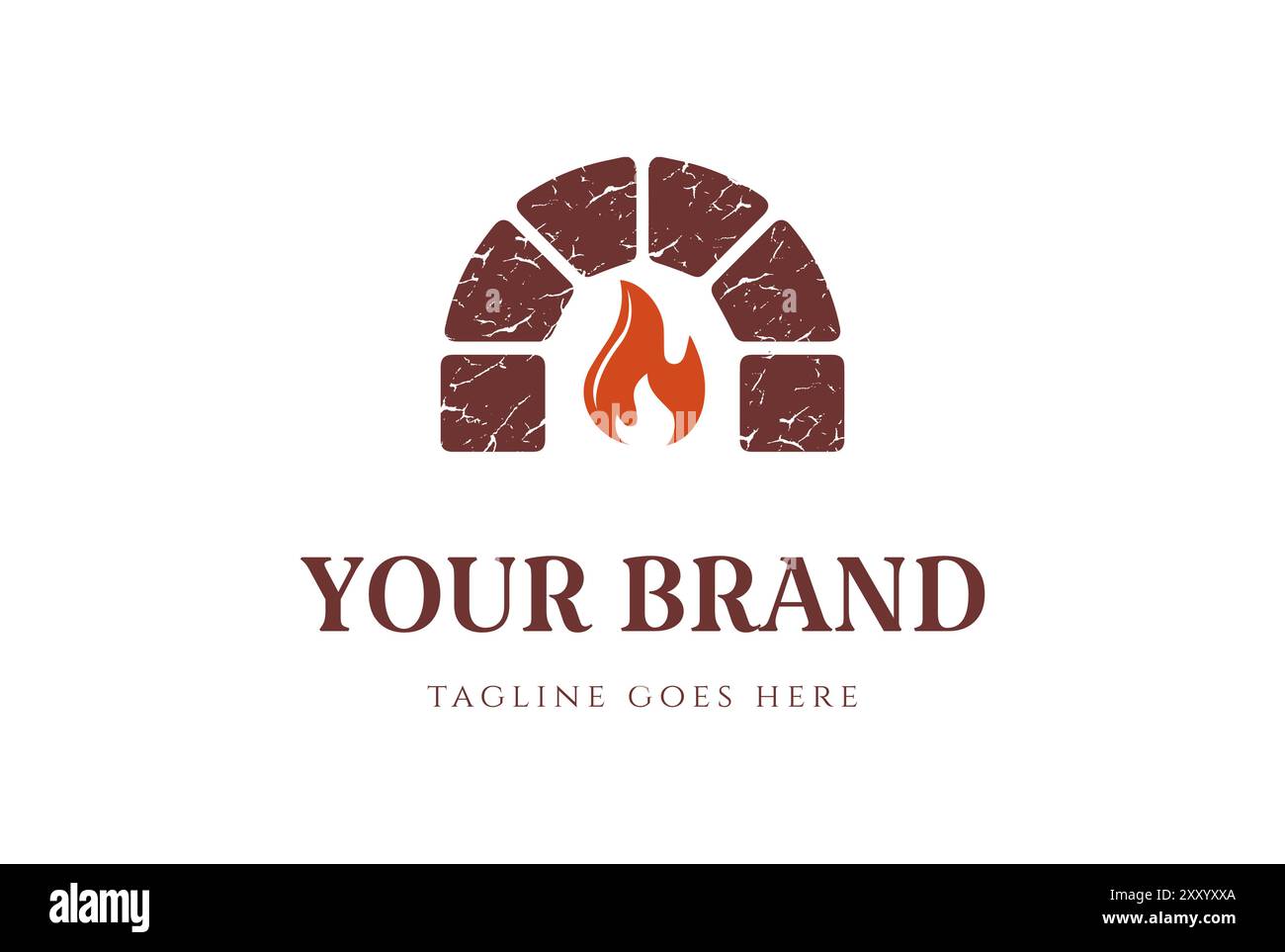 Retro Vintage Keystone Feuerstein Hearth Ofen Logo Design Vektor Stock Vektor