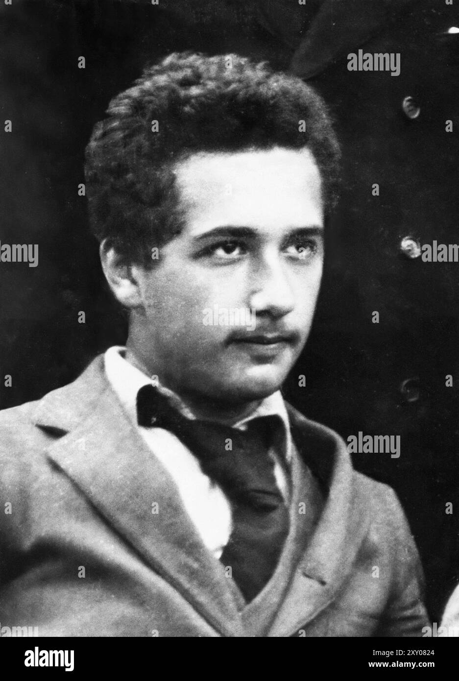 Ein junger, 17-jähriger Albert Einstein. Jahr 1896. Unbekannter Fotograf. Vergrößerter Abschnitt aus dem Maturand-Bild Stockfoto