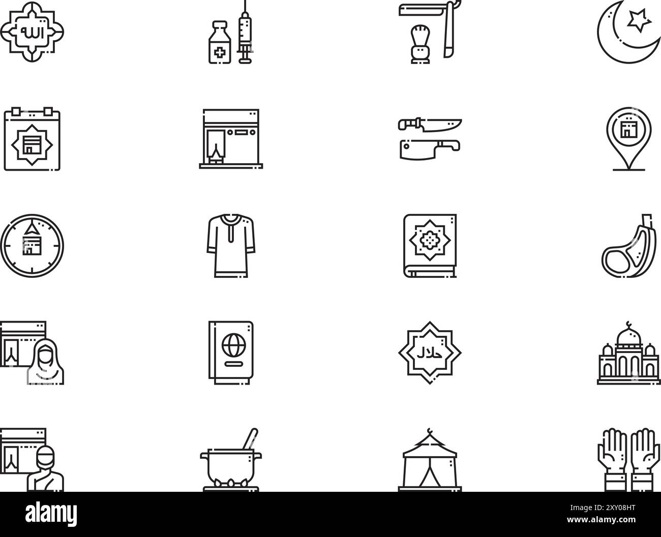 EID aladha Icons Collection ist eine Vektorillustration mit bearbeitbarer Kontur. Stock Vektor