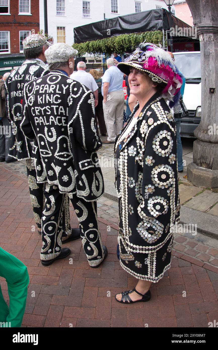 Englische Perlkönige und Königin beim Faversham Hop Festival, Kent Stockfoto