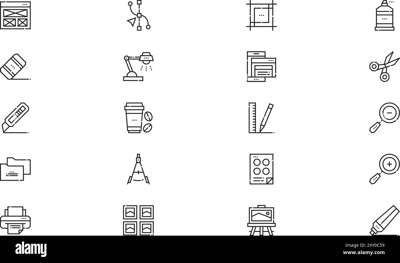 Die Kollektion Graphic Design Icons ist eine Vektorillustration mit bearbeitbarer Kontur. Stock Vektor