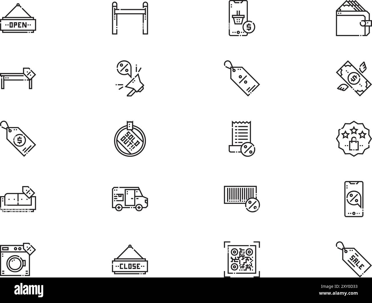 Die Kollektion Black friday Icons ist eine Vektorillustration mit bearbeitbarem Kontur. Stock Vektor