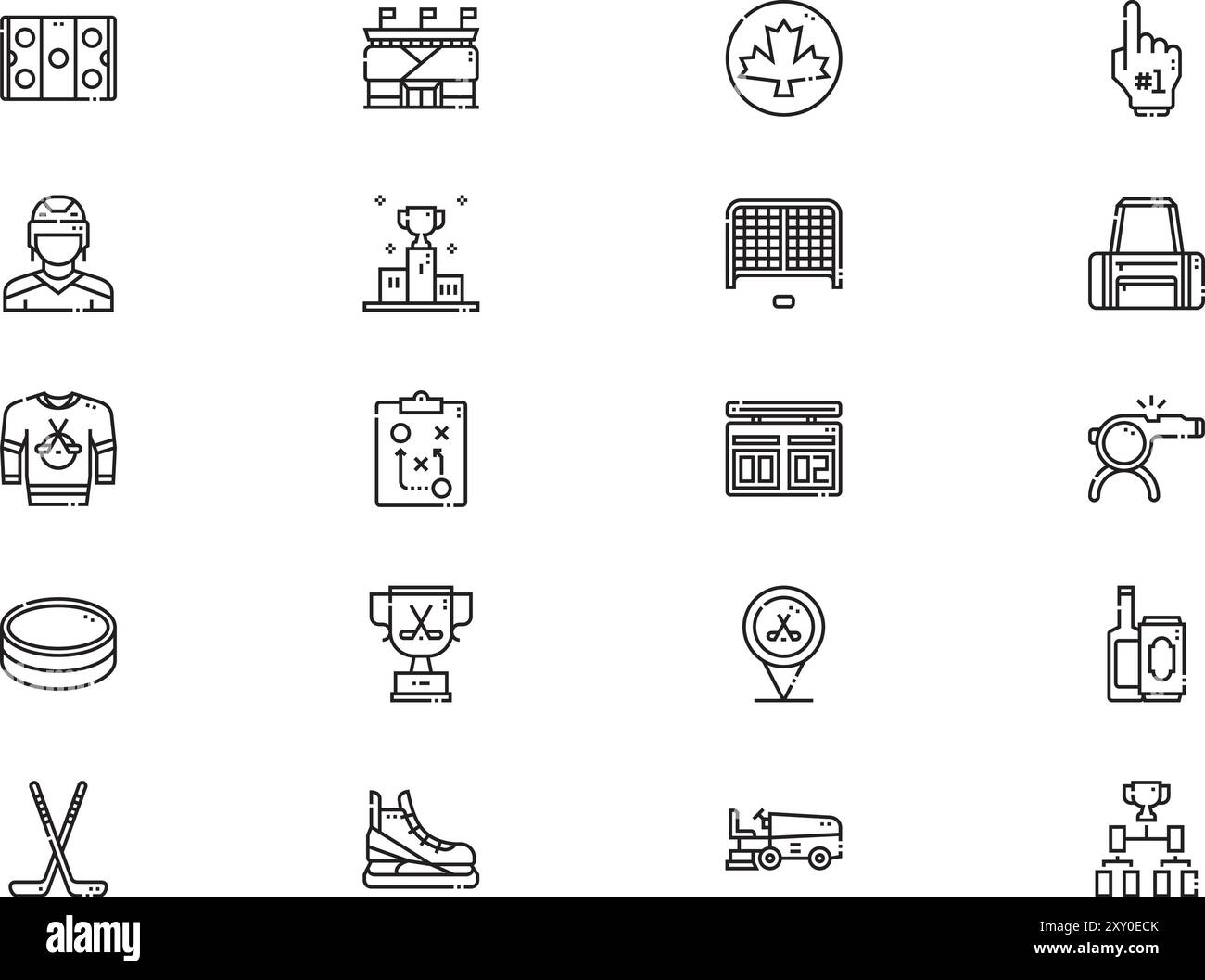 Die Eishockey-Icon-Pack-Kollektion ist eine Vektorillustration mit bearbeitbarem Strich. Stock Vektor
