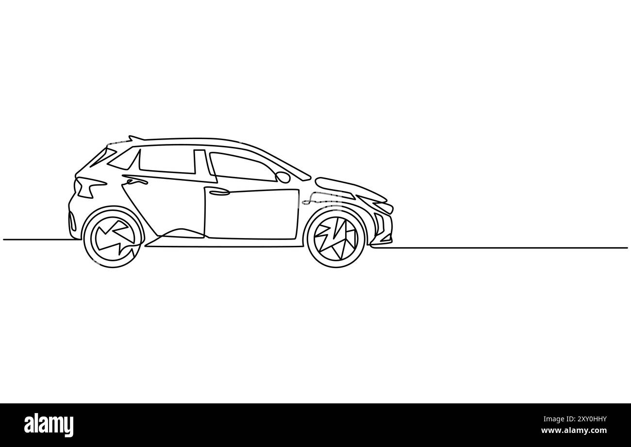 Eine Zeilenzeichnung der Vektorkunst des Autos Stock Vektor