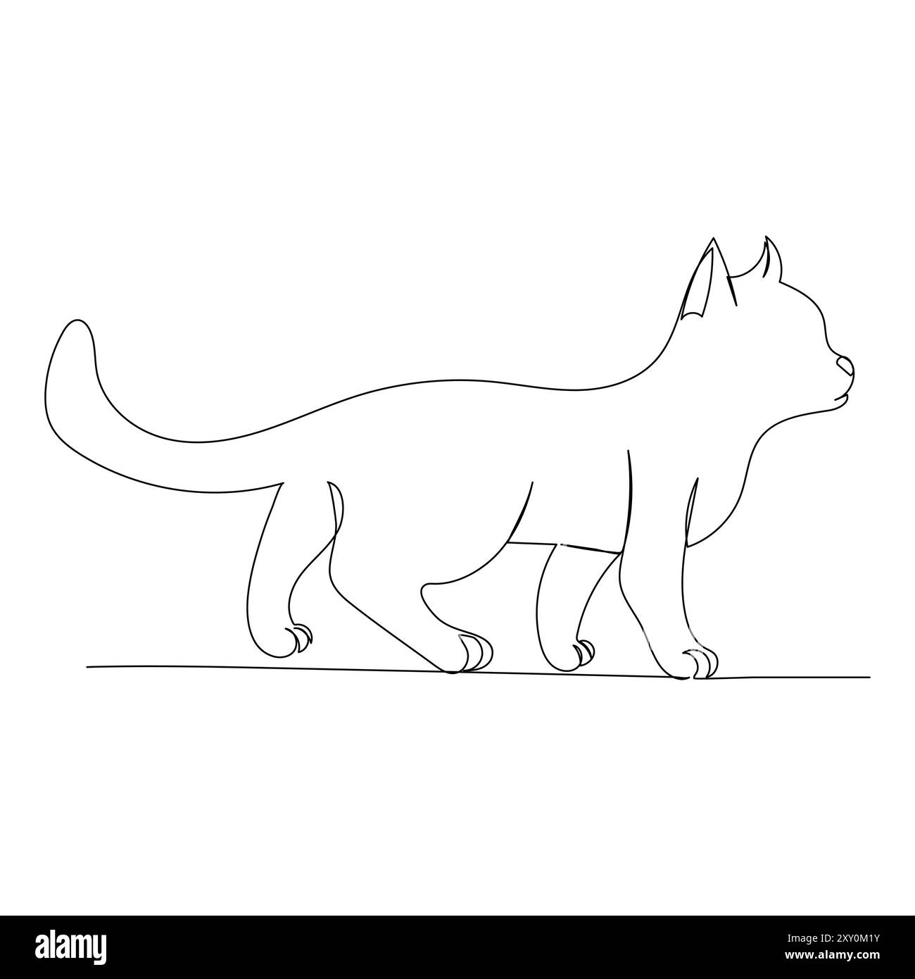 Katzenvektor mit kontinuierlicher einzeiliger Kunstzeichnung. Neues minimalistisches Design Minimalismus Tier Haustier der Katze Illustration. Stock Vektor