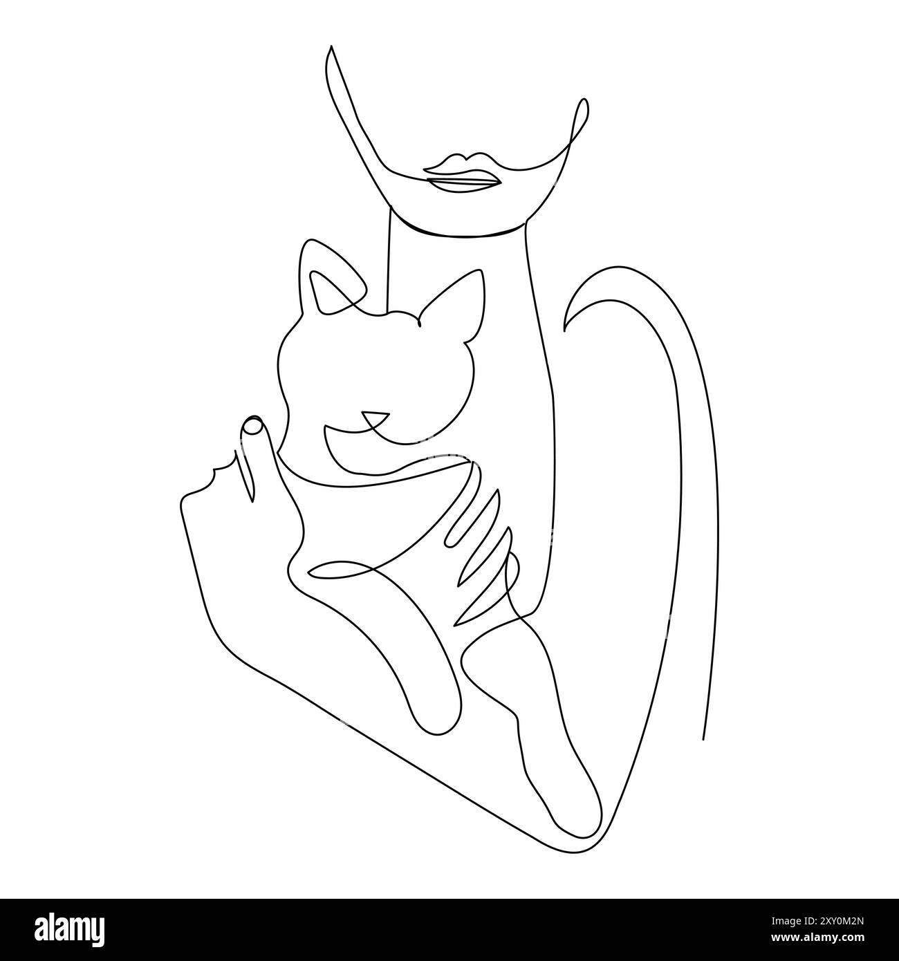 Katzenvektor mit kontinuierlicher einzeiliger Kunstzeichnung. Neues minimalistisches Design Minimalismus Tier Haustier der Katze Illustration. Stock Vektor