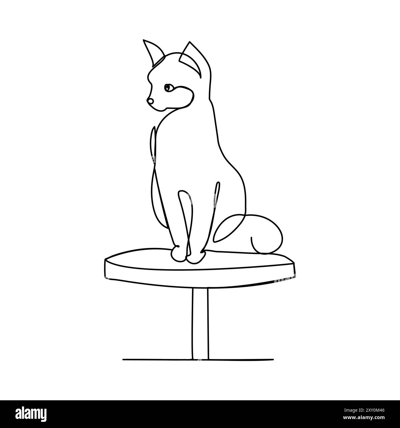 Katzenvektor mit kontinuierlicher einzeiliger Kunstzeichnung. Neues minimalistisches Design Minimalismus Tier Haustier der Katze Illustration. Stock Vektor