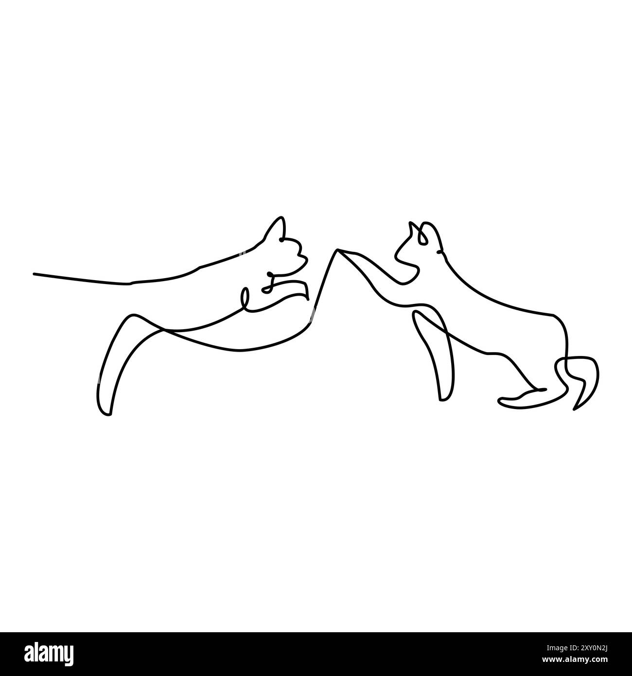 Katzenvektor mit kontinuierlicher einzeiliger Kunstzeichnung. Neues minimalistisches Design Minimalismus Tier Haustier der Katze Illustration. Stock Vektor
