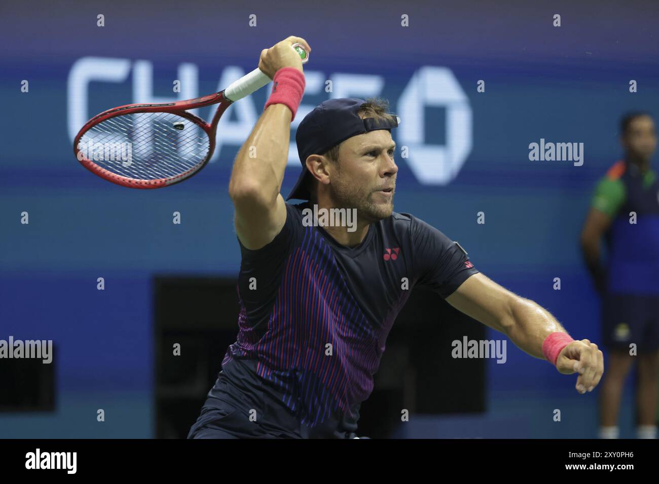 Radu Albot aus Moldau während des ersten Tages der US Open 2024, Grand Slam Tennis Turnier am 26. August 2024 im USTA Billie Jean King National Tennis Center in Flushing Meadows, Queens, New York City, USA Stockfoto