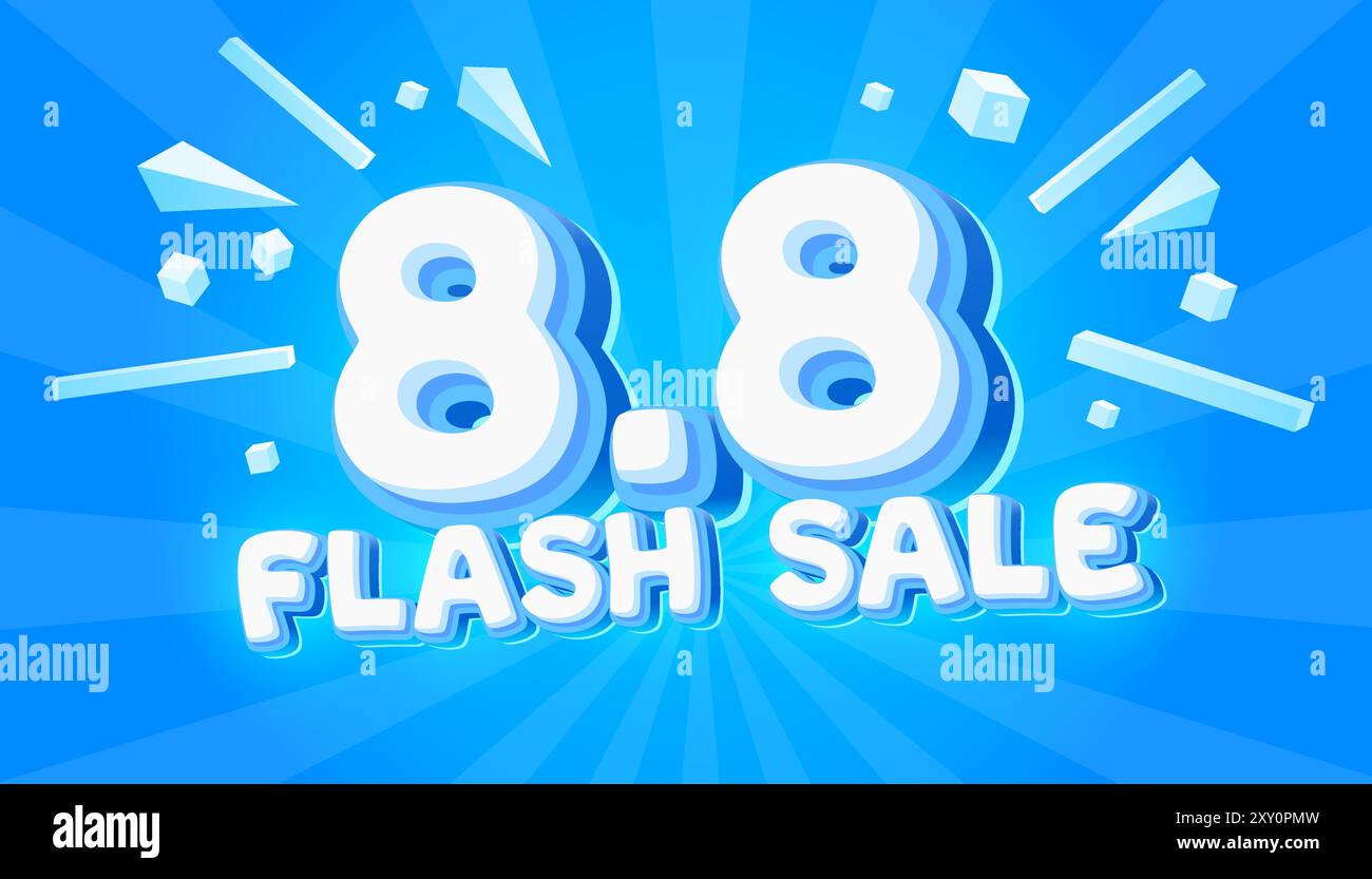 Flash Sale 8,8 Event, großes Angebot, Plakatlabel. Vektor Stock Vektor