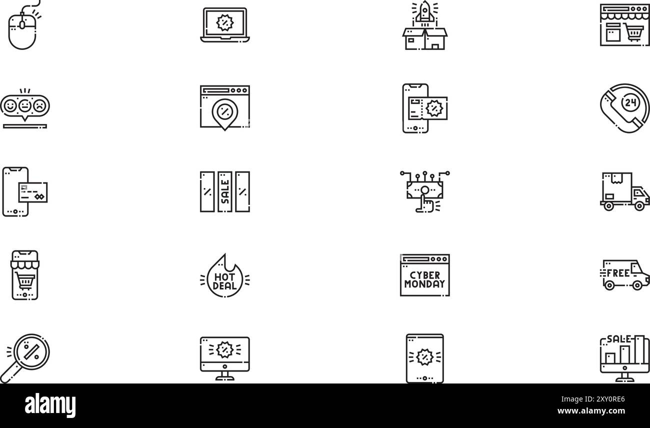 Cyber monday Icons Collection ist eine Vektorillustration mit bearbeitbarem Kontur. Stock Vektor