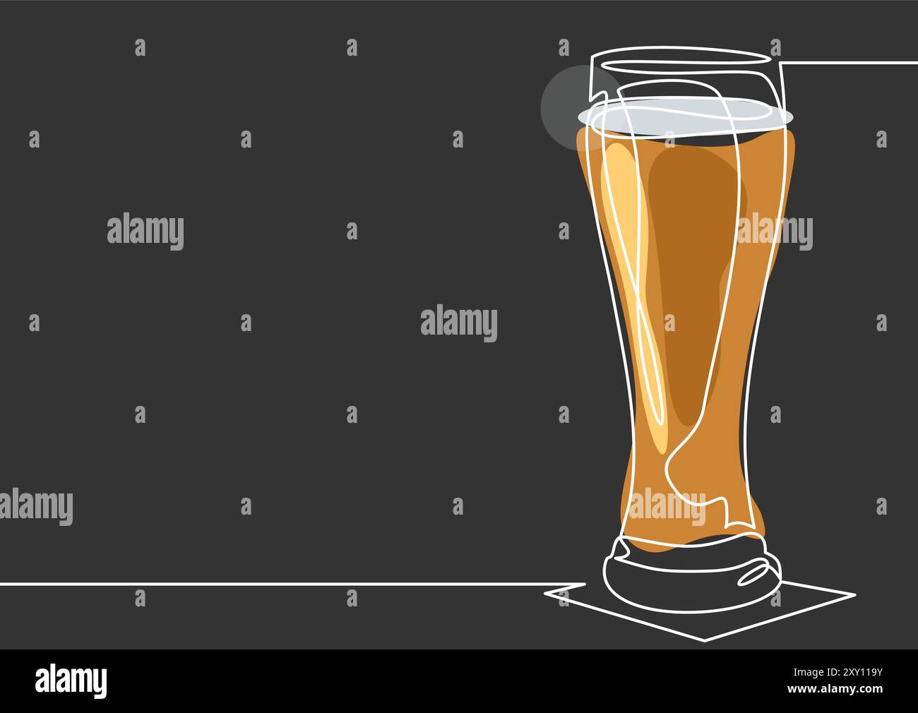 Durchgehende Strichgrafik oder einzeilige Zeichnung von Bierglas Stock Vektor