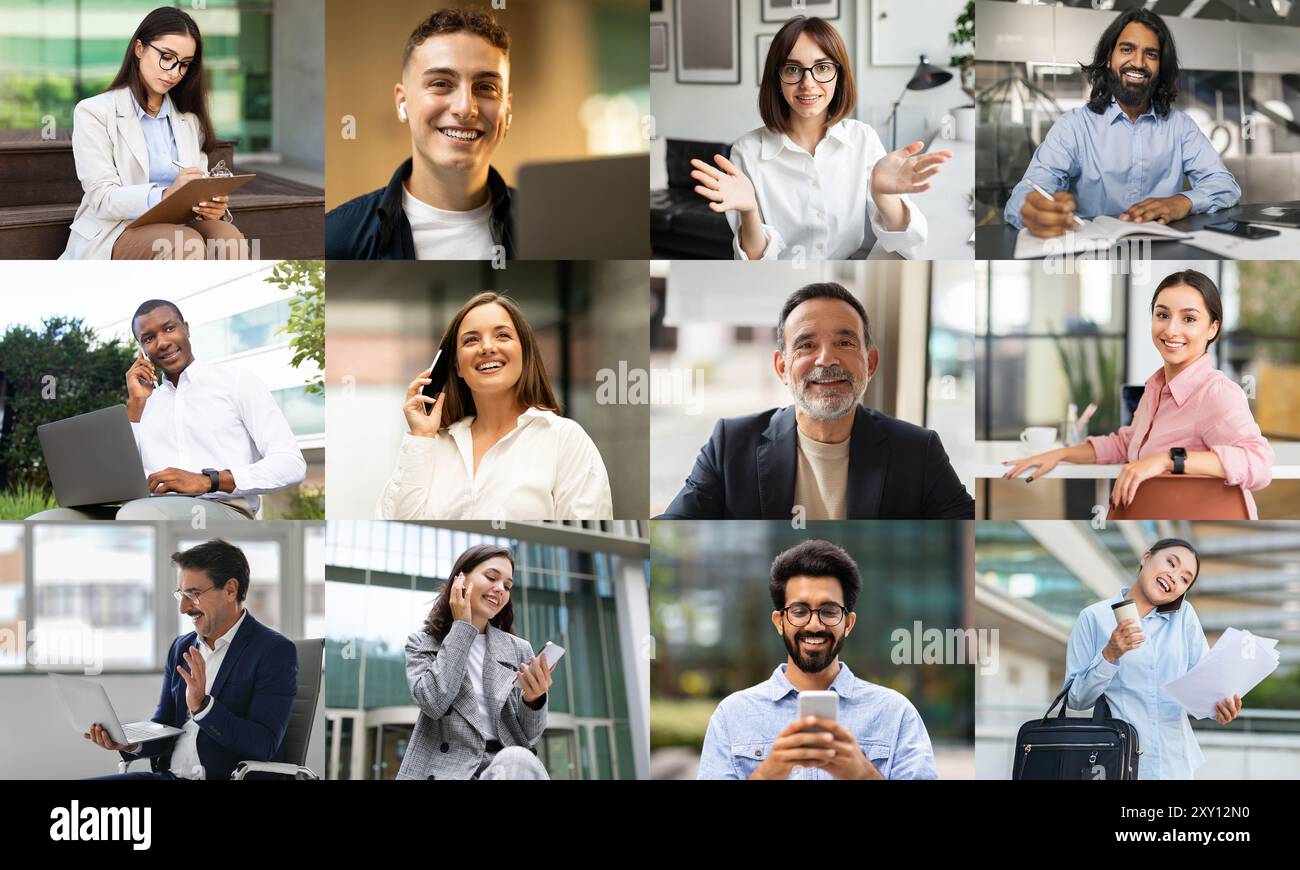 Verschiedene Gruppe Von Fachleuten, Die An Verschiedenen Arbeitsaktivitäten Beteiligt Sind Stockfoto