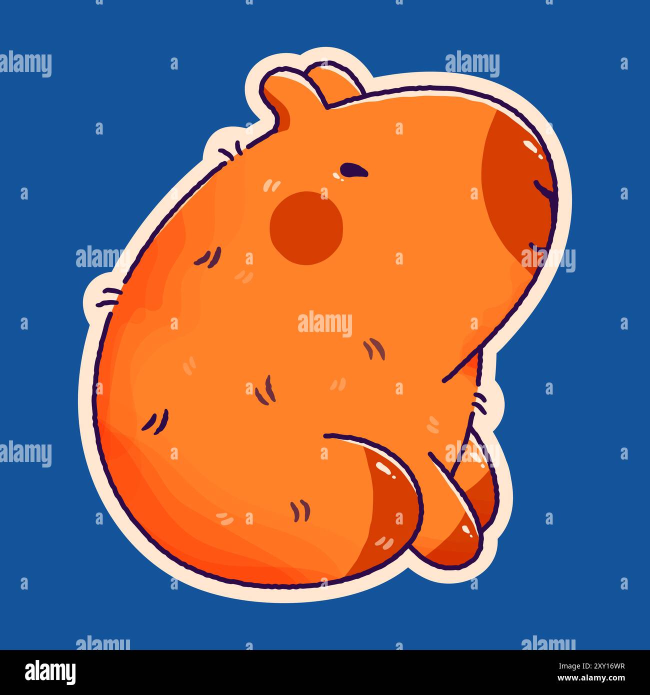 Kindlicher Plüschaufkleber Kawaii Capybara. Stock Vektor