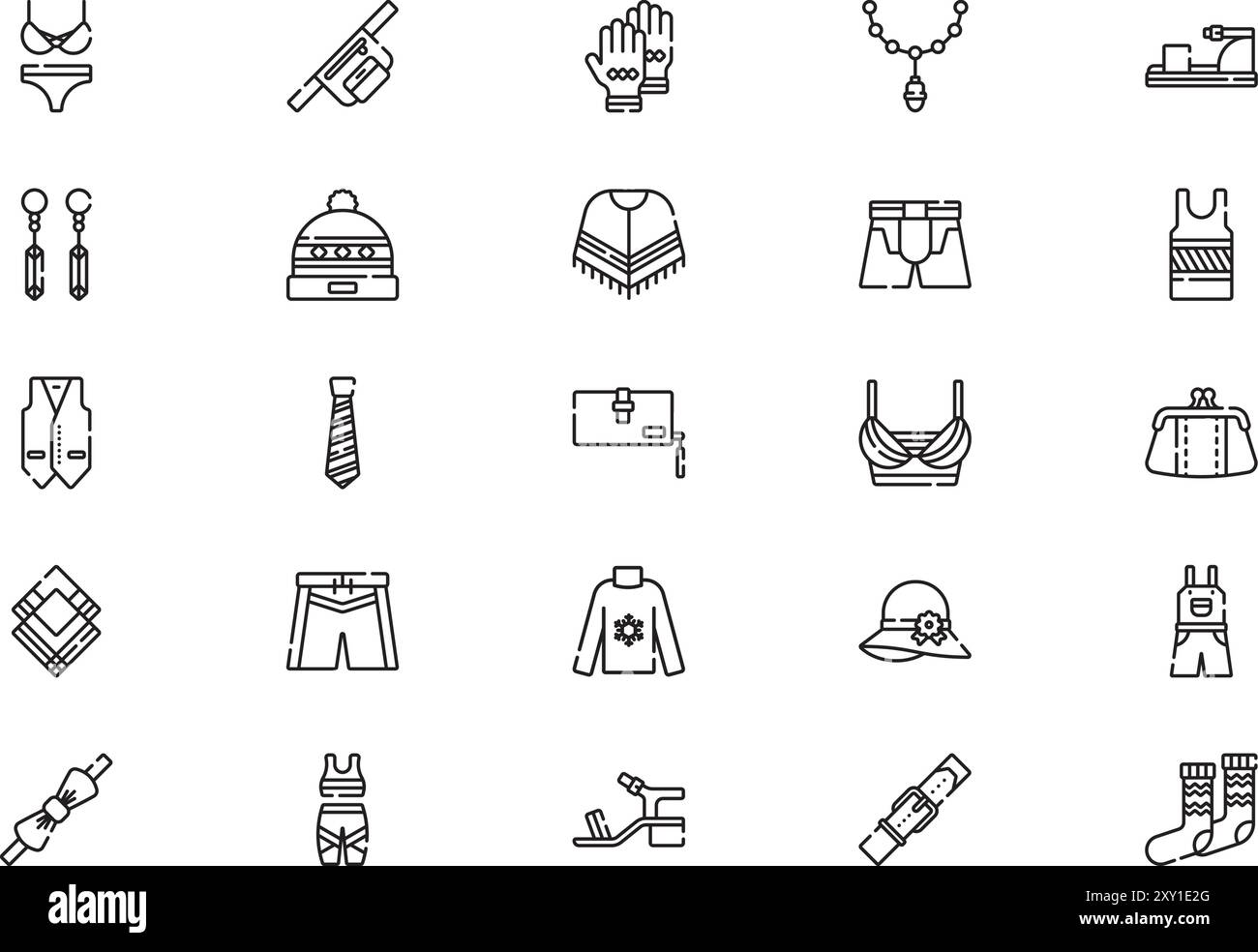 Die Kollektion Fashion Icons ist eine Vektorillustration mit bearbeitbarem Strich. Stock Vektor