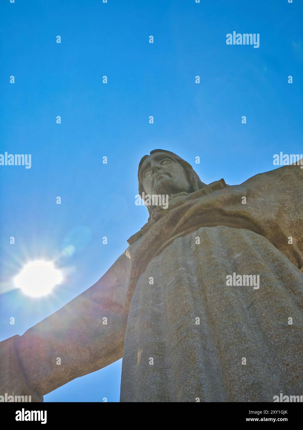 Statue Christi im Heiligtum Christi des Königs (Santaurio de Cristo Rei), Almada, Lissabon, Portugal Stockfoto