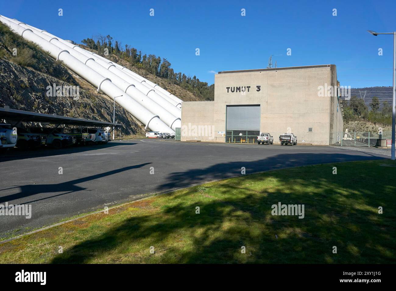 Talbingo, New South Wales, 25. August 2024; Tumut 3 Green Energy Pumped Hydro Electric Power Station am Talbingo Dam Stockfoto