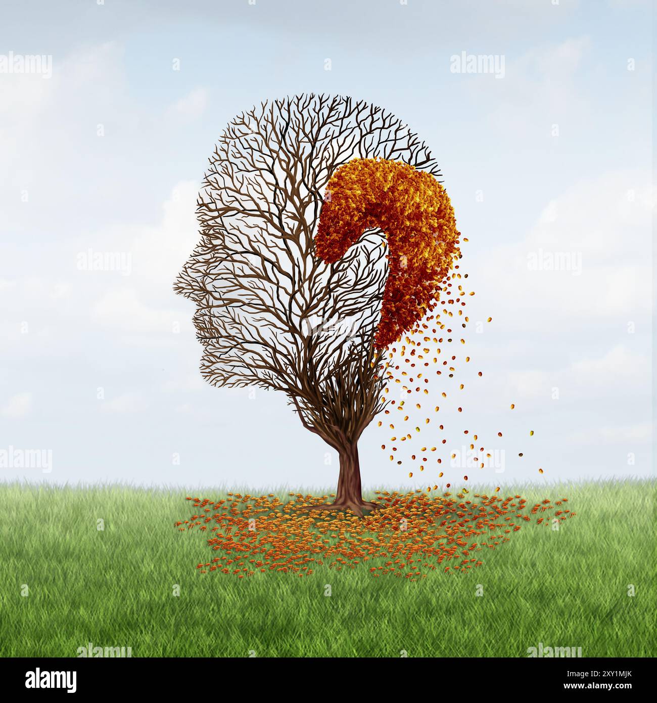 Glatze und Haarausfall als Aging Hair-Loss-Konzept oder androgenetische Alopezie als altersbedingter Haarrückgang und Ausdünnung auf der Krone der Glatze Stockfoto