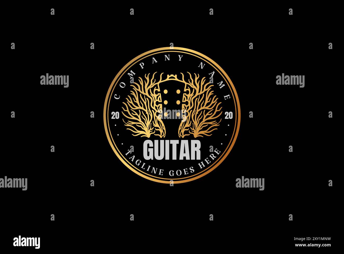 Negative Space Tumbleweed Guitar Country Music Western Vintage Retro Saloon Bar Cowboy-Logo Stock Vektor