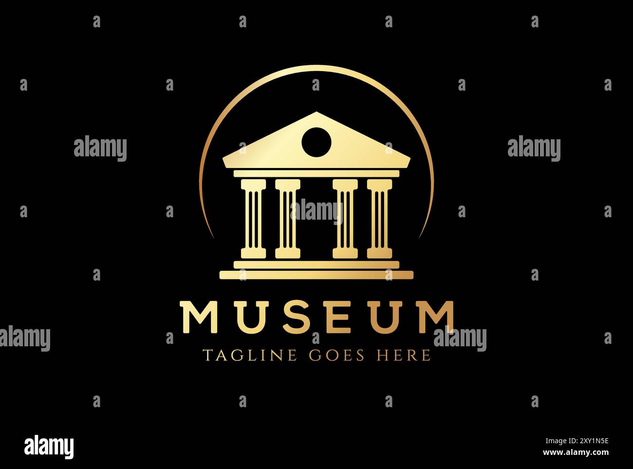 Golden Luxury House mit Säule für Bank Court Law oder Museum Logo Design Vektor Stock Vektor