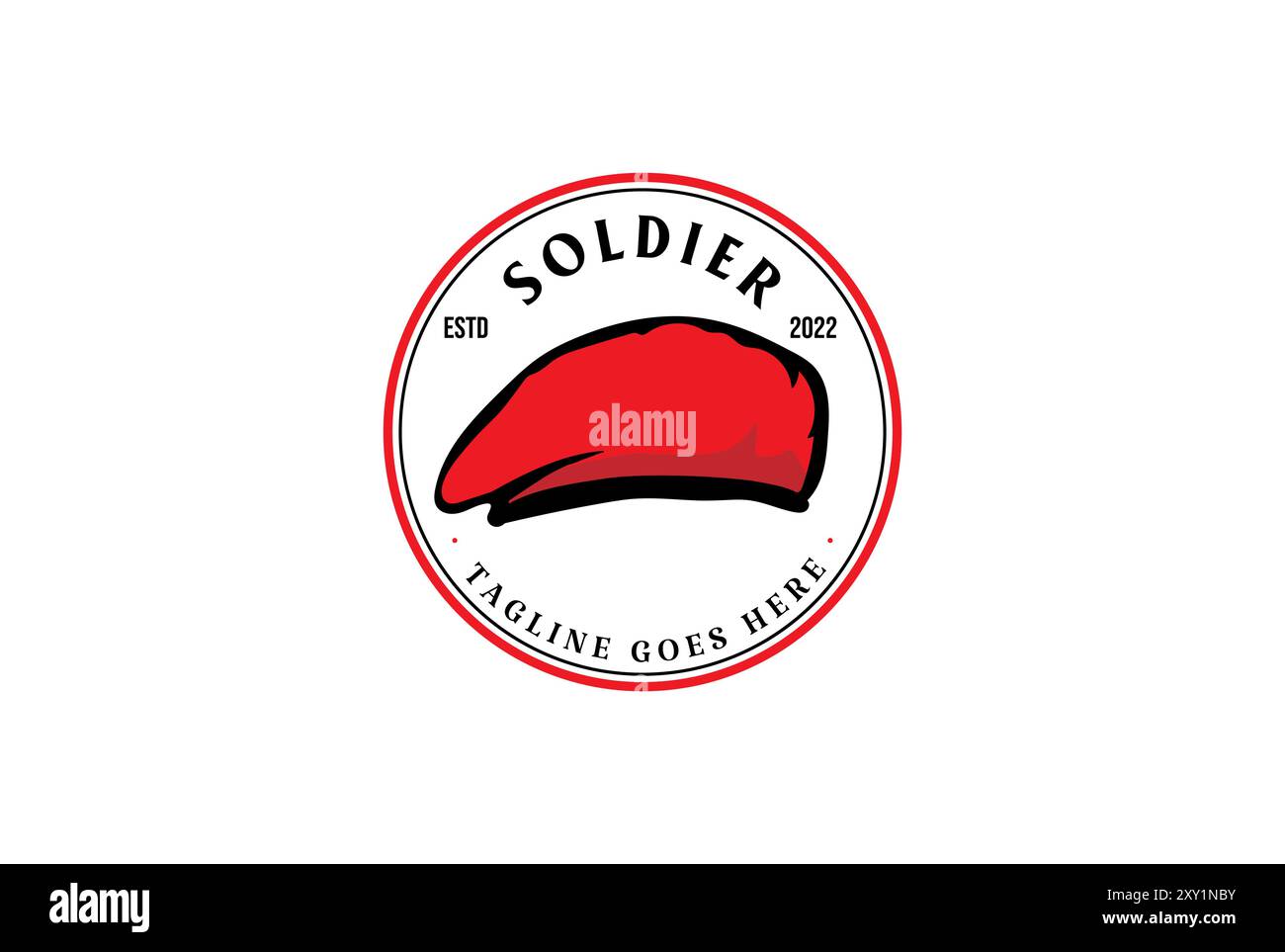 Retro Military Baskenmütze für Soldat Armee Force Navy Hut Cap Logo Design Vektor Stock Vektor