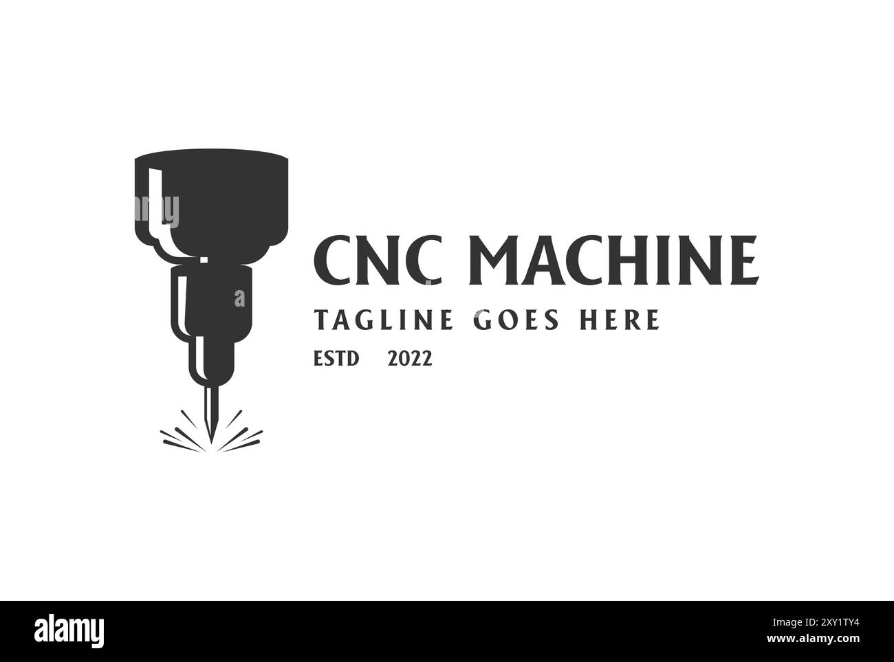 Retro Vintage CNC Maschine für Industrie Fabrik Logo Design Vektor Stock Vektor