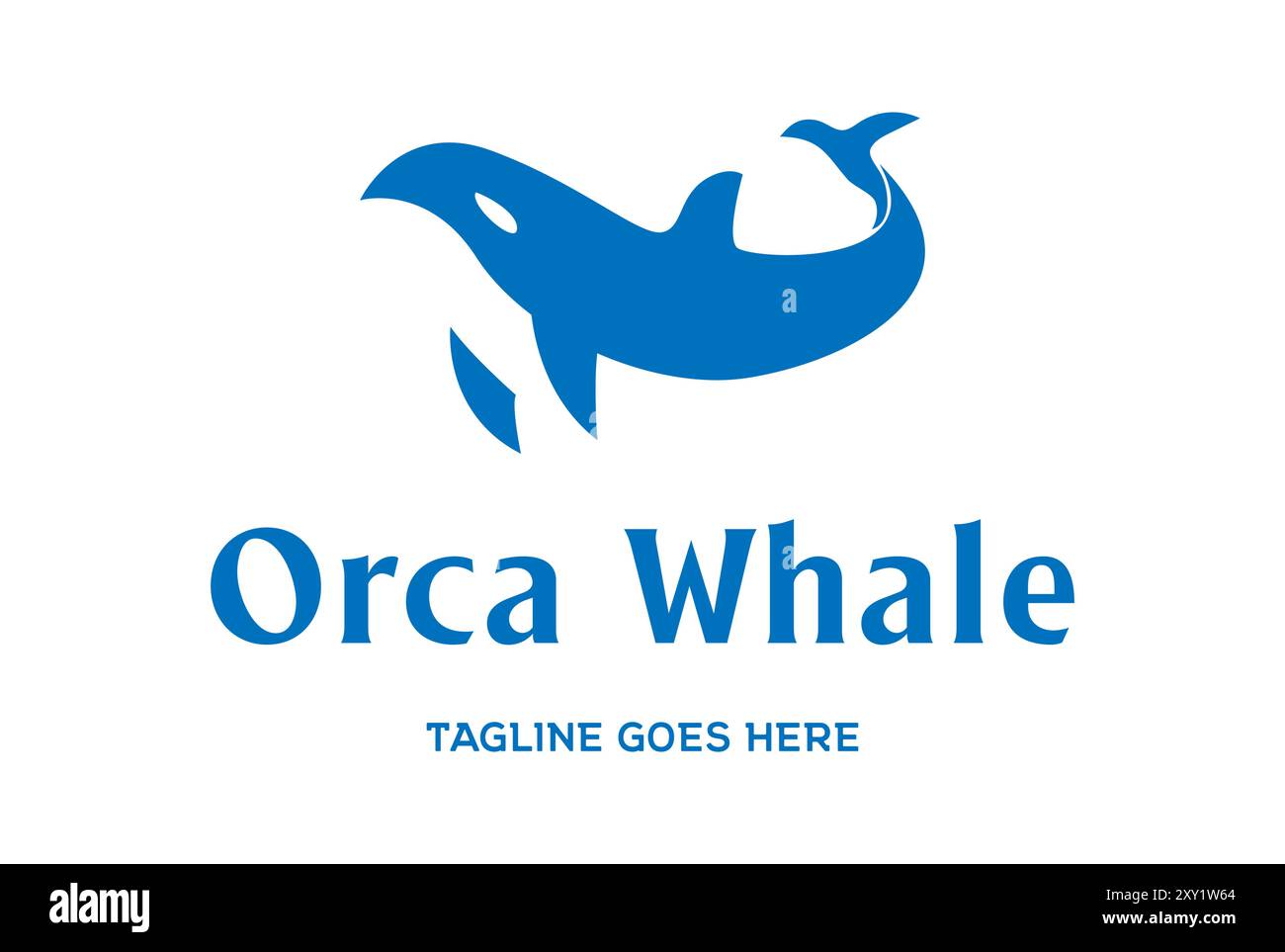 Einfacher Minimalistischer Ocean Blue Orca Whale Silhouette Logo Design Vektor Stock Vektor