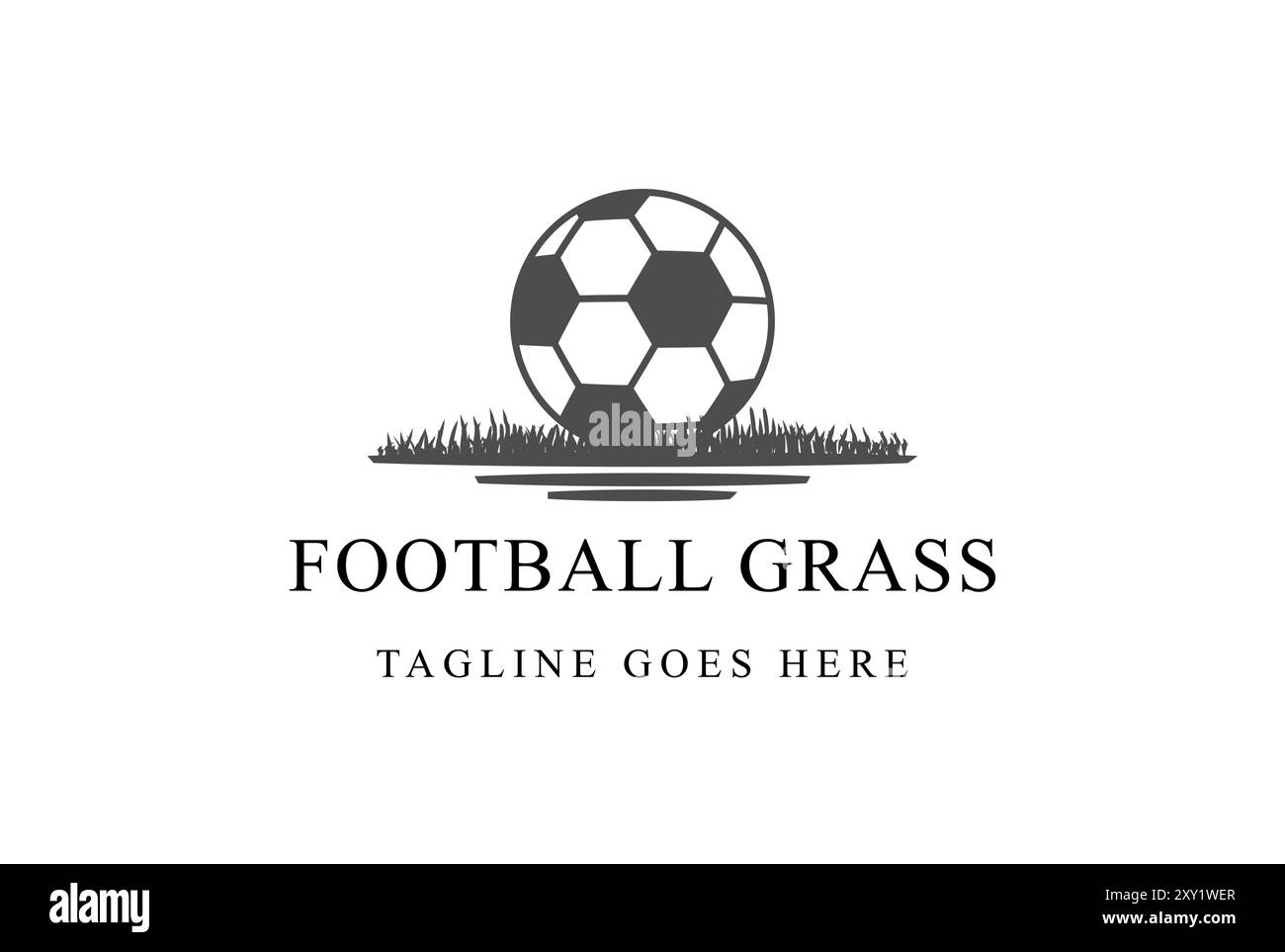 Vintage Retro Ball mit Grasfeld für Fußball Fußball Club Wettbewerb Logo Design Vektor Stock Vektor