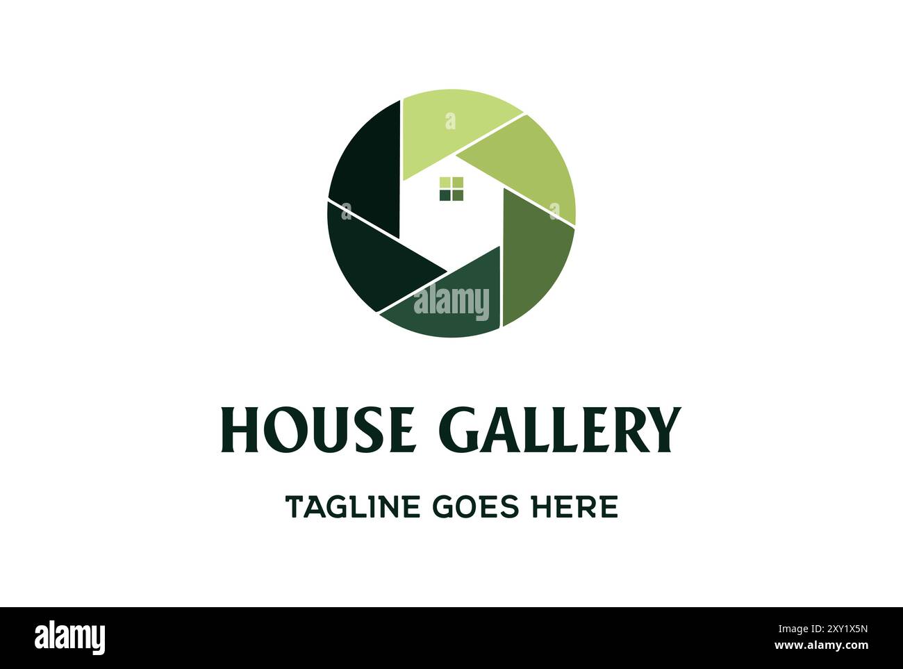 Kreisförmige Blende mit Haus für Bildergalerie Production Studio Logo Design Vektor Stock Vektor