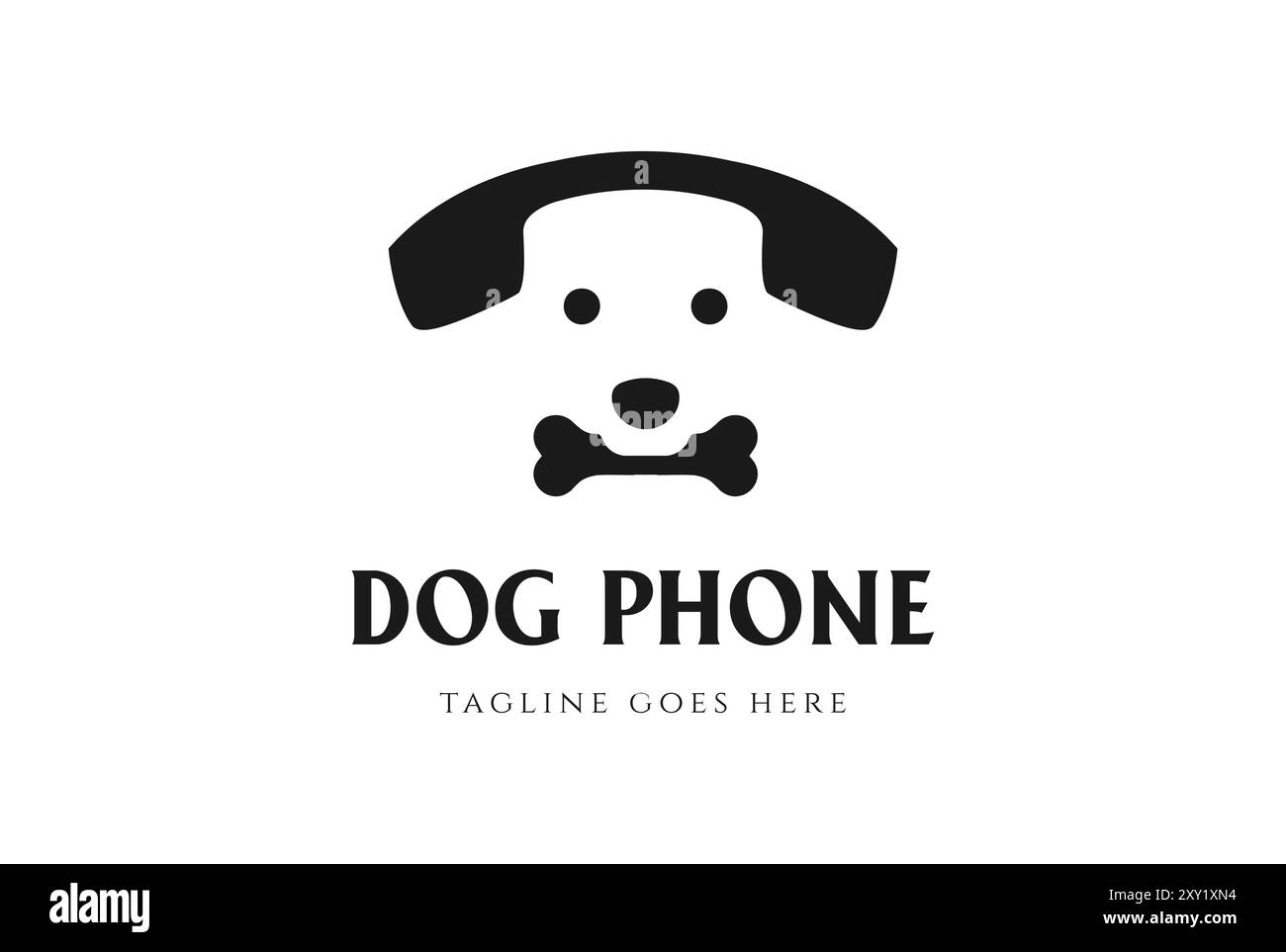 Einfaches minimalistisches cleveres Telefon mit Dog Face Logo Design Vektor Stock Vektor