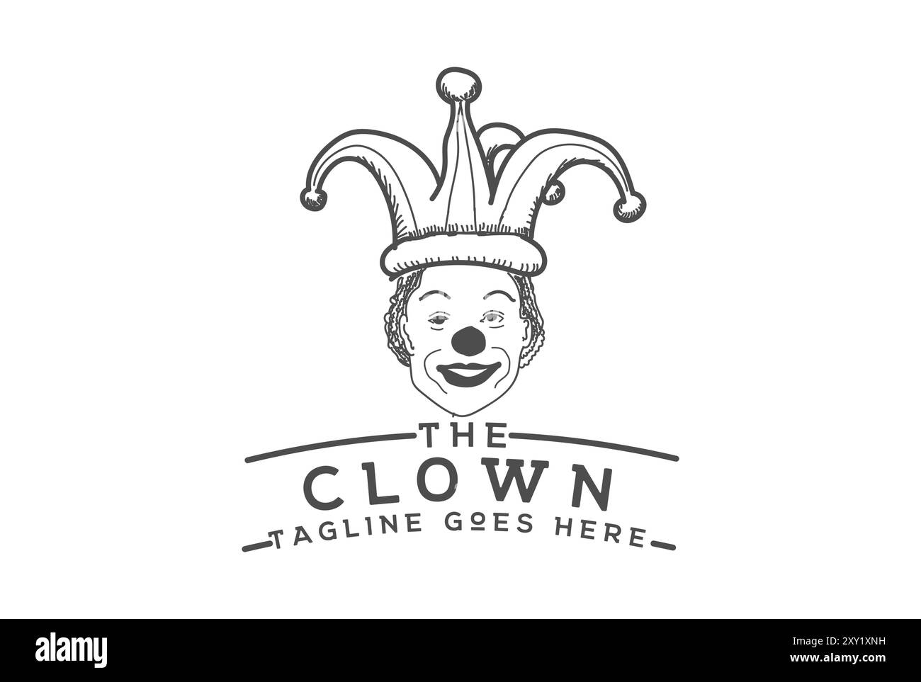 Vintage Retro Clown Kopf Gesicht mit Cockscomb Hut Logo Design Vektor Stock Vektor