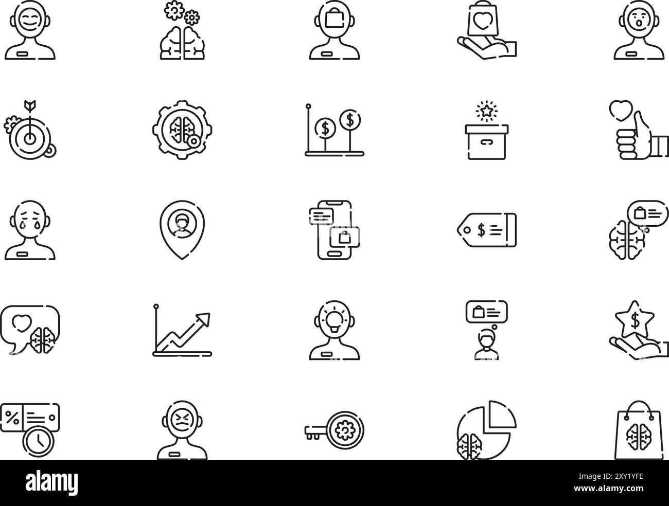 Neuromarketing Icons Collection ist eine Vektorillustration mit bearbeitbarem Strich. Stock Vektor