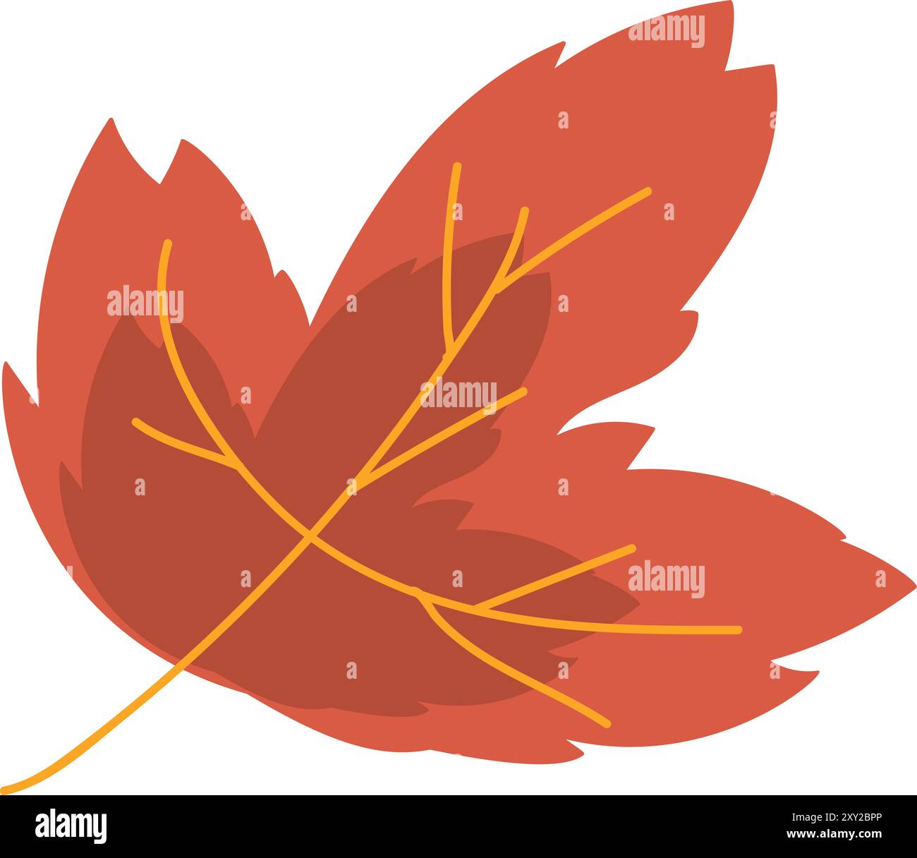 Trockenes Herbarium-Ahornblatt. Rot gefallenes Blatt aus kanadischem Ahorn. Einfache farbige gemütliche Illustration. Hand gezeichneter Cartoonvektor isoliert auf weißem Hintergrund Stock Vektor