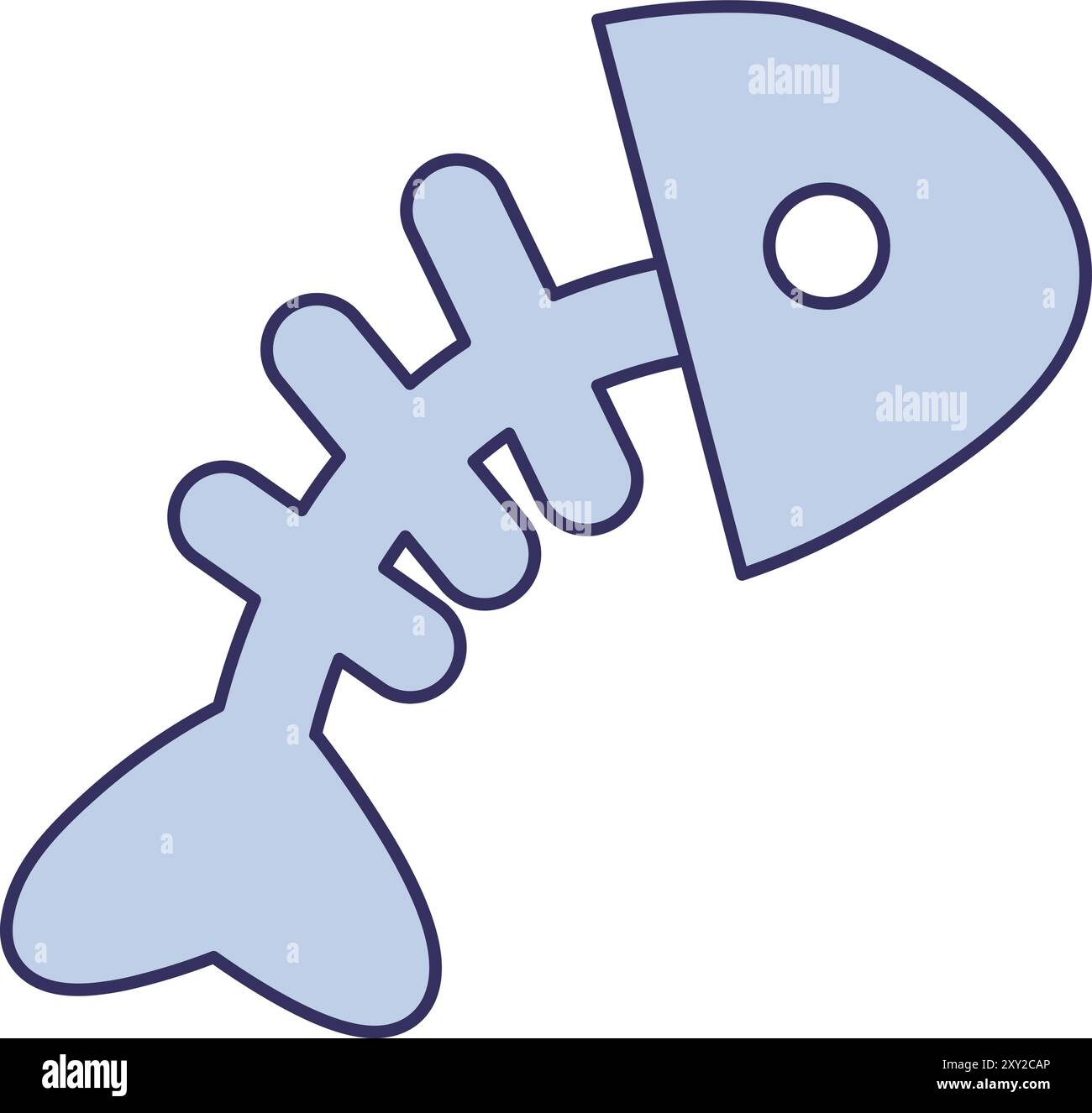 Fischskelett nach Katzenfrühstück. Natürliches Futter für Haustiere. Element für das Design von Tierhäusern oder Tierarztkliniken. Einfach gestrichener farbiger Vektor isoliert auf weiß Stock Vektor