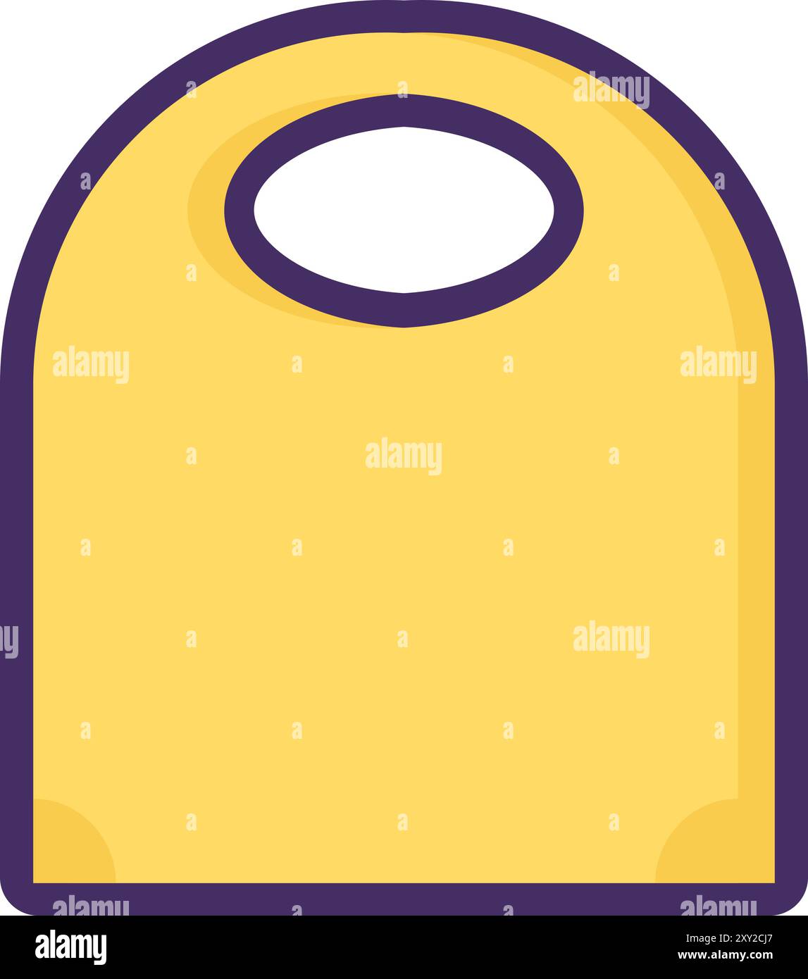 Gelber Kunststoffbeutel mit Griffen. Helle Verpackung von Einkäufen, flaches Element für den Einkaufsprozess für modernes und Retro-Design. Einfaches Farbvektor-Piktogr Stock Vektor