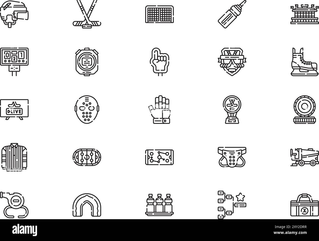 Die Kollektion Eishockey Icons ist eine Vektor-Illustration mit bearbeitbarem Strich. Stock Vektor